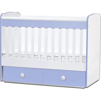 Дейзи Нова Бебешка кошара Тони 70/140 с неподвижна решетка бял+син