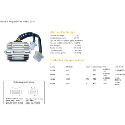 DZE regulátor napětí HONDA CB 650 79-82; CBX 400F 85; CBX 750F 84-86 (31600-460-731) (ESR190)