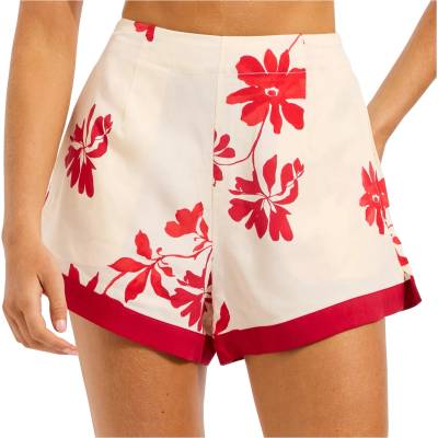Seafolly Дамски къси панталони Seafolly Mayflower Tailored Short Shorts - Ecru / Cosmo (112-4376-0213)
