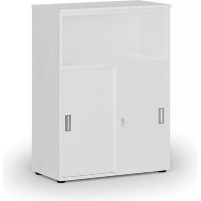 Primo Kombinovaná kancelárska skriňa so zásuvnými dverami WHITE, 1087 x 800 x 420 mm, biela