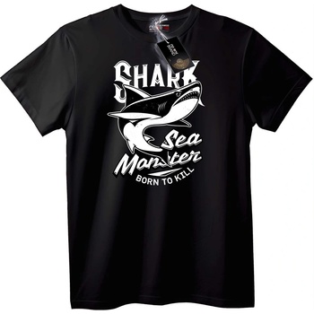 NOONEBRAND Тениска Акула Морско Чудовище - L, Black