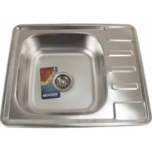 Mixxus z6350-08-180e (satin) кухненска мивка от неръждаема стомана (8570) Мивка за вграждане