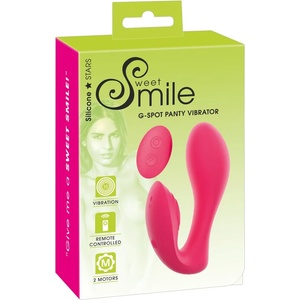 Sweet Smile Smile - вибриращо бельо с дистанционно - акумулаторен, 2в1, розово