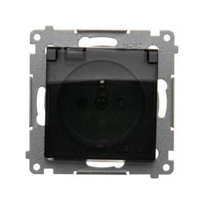 Simon 54 Socket for IP44 version with pcs. (modul) 16A 250V transparent flap black matt ear for frames S54 PREMIUM DGZ1BZ. 01/49A