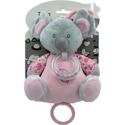 Tulilo závesná plyšová hračka s hrkálkou Koala 18 cm sivá / ružová