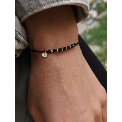 Златна дамска гривна 7 възела с буква (ДГЗВ)