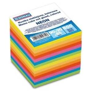 DONAU DONAU cube unglued, 90x90x90mm, approx. 800 cards. , neon, mix of colors