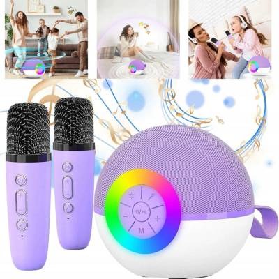 BEZPRZEWODOWY ZESTAW DO KARAOKE S BLUETOOTH REPRODUKTOREM 2 MIKROFONY A LED OSVĚTLENÍM
