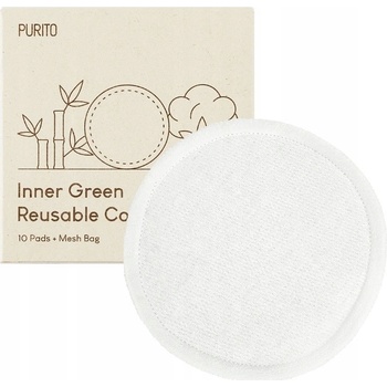 Purito Inner Green Reusable Cotton Rounds bavlnené tampóny na odlíčenie a čistenie pleti 10 ks