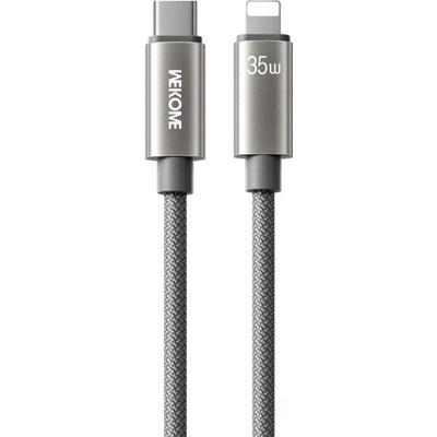 Wekome WDC-65 opletený nabíjecí a datový USB-C na Lightning 1,2m šedý