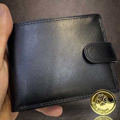 Černá pánská kožená ROYAL LEATHER s monogramem a zapínáním