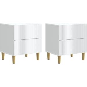 vidaXL Нощен шкаф 2 бр. Бяло 43 x 34, 5 x 48 см Инженерна дървесина (894526)