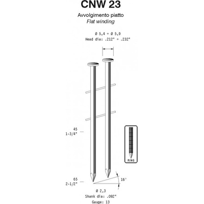 Hřebíky s kroužky OMER CNW 23/50 R ZN hrebik_omer_cnw23_50rzn