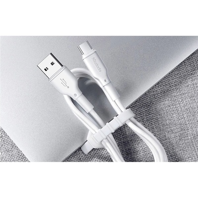 Mcdodo Кабел с гумирана обвивка за устройства с USB-C порт (120 см) - Mcdodo CA-7280 USB-A to USB-C Charging Cable 3А (бял) (CA-7280)