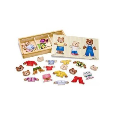 Melissa & Doug Дървен пъзел - Семейство мечeта с дрехи - 13770 - Melissa and Doug, 000772137706