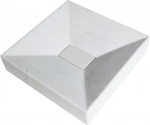 Inter Ceramic Мивка за баня ICL 4410W, монтаж върху плот, камък, бял, 45x45x10см (4410W)