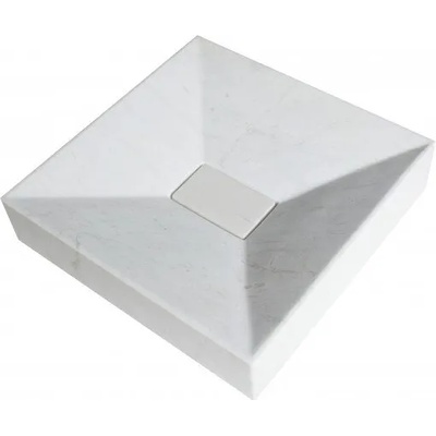 Inter Ceramic Мивка за баня ICL 4410W, монтаж върху плот, камък, бял, 45x45x10см (4410W)