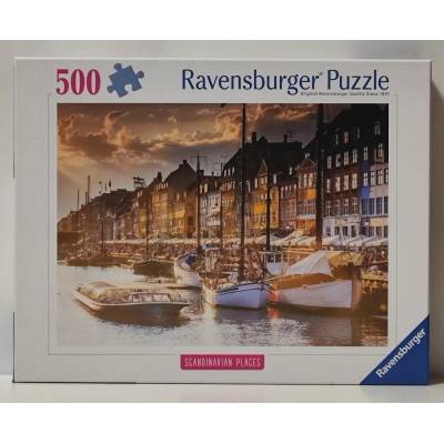 RAVENSBURGER Skandinávie Západ slunce v Kodani 500 dílků