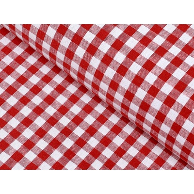Bavlněný kanafas - červeno-bílé káro malé - metráž šířka 150 cm