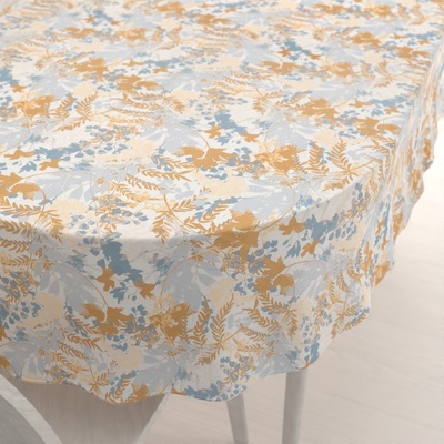 Biante Sametový oválný ubrus Tamara TMR-043 Hnědo-modré designové rostliny 120x140 cm