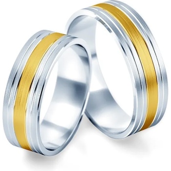 Image 1 of SAVICKI Сватбени халки: двуцветно злато, плоски. 6 мм