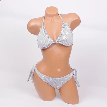 Image 1 of Дамски бански в бяло с райе и ананаси - чашка В