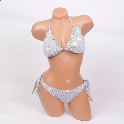 Дамски бански в бяло с райе и ананаси - чашка В