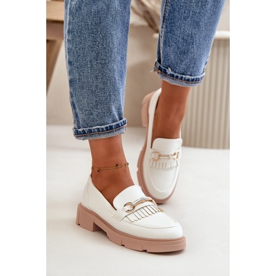 Boto Dámské Mokasíny S Dekorací Eko Kůže Bílé Tialorae krémová