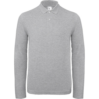 B&C pánska polokošeľa s dlhým rukávom PUI12 heather grey
