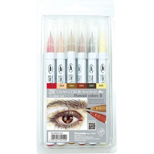 ZIG Clean Color Четка Писец Комплект с 6 бр. Портретни цветове II (RB-6000AT/6VE)