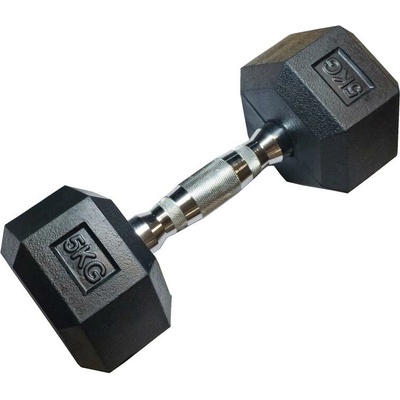 Kubisport Jednoručná šesťhranná HEX činka 5 kg pogumovaná