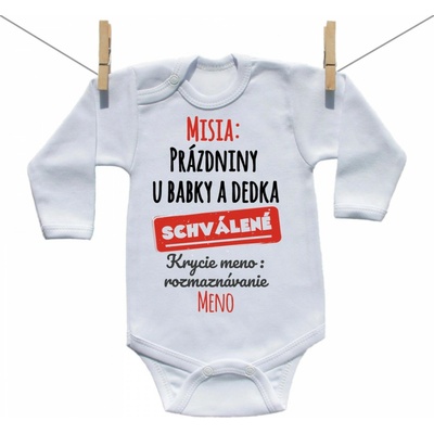 Boodyy Body s dlhým rukávom Misia: Prázdniny u babky a dedka.