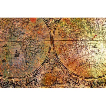 DIMEX ART s. r. o Флизелинов фототапет карта върху ръждясала дъска 375 x 250 см