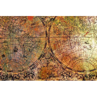 DIMEX ART Флизелинов фототапет карта върху ръждясала дъска 375 x 250 см