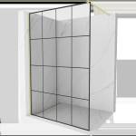 Mexen Kioto Душ кабина Walk-in 140 x 200 cm, черна решетка 8 мм, златна четкана - 800-140-101-55-77 (800-140-101-55-77)