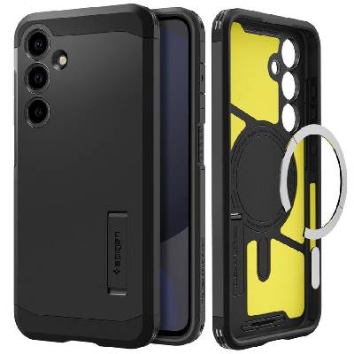 Удароустойчив, твърд кейс с MagSafe за Samsung Galaxy S24 FE от Spigen Tough Armor Mag - Черен (8809971234658)