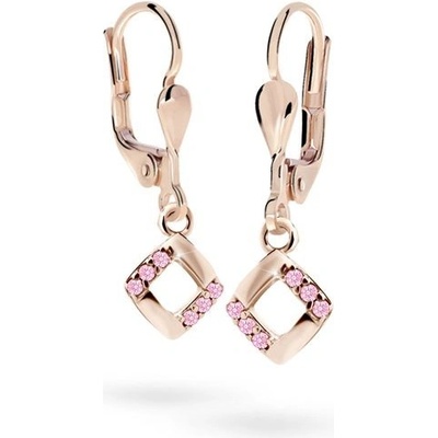 Danfil dětské náušnice C2268 z růžového zlata s kamínky Pink zapínání klapka