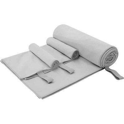 vidaXL Комплект Спортни Хавлии 3 pcs Сив Полиестер и полиамид (42011501)