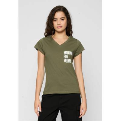 Ladies Waiting For Friday Box Tee olive