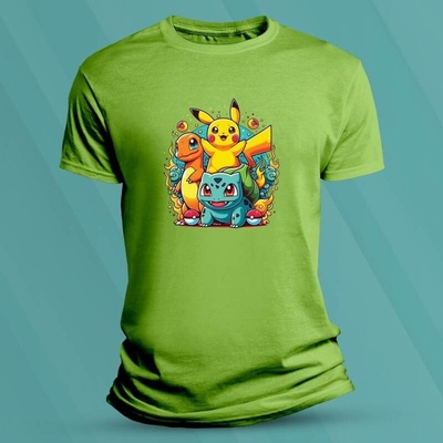 Sandratex dětské tričko s potiskem Tři Pokémoni Lime