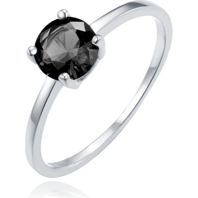 Minet JMAS0150NR stříbrný prsten s černým zirkonem