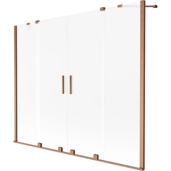 Mexen Velar Duo параван за вана, 2-крилен плъзгащ се, 200 x 150 см, матирано стъкло, четкана мед - 896-200-000-32-65 (896-200-000-32-65)