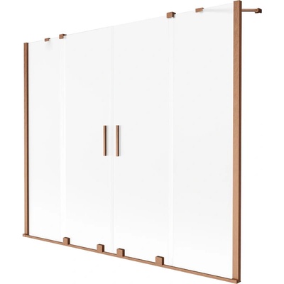 Mexen Velar Duo параван за вана, 2-крилен плъзгащ се, 200 x 150 см, матирано стъкло, четкана мед - 896-200-000-32-65 (896-200-000-32-65)