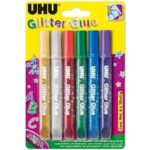 UHU Glitter Glue Original 6 x 10 ml Sada gelových lepidel pro kreativní práci