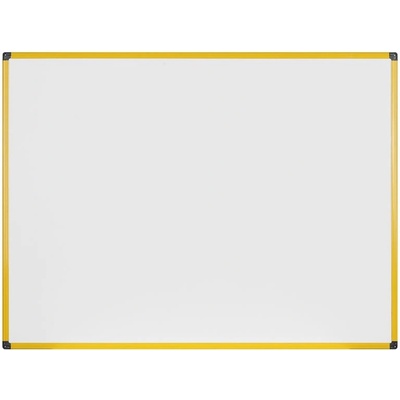 Bi-Office Biela popisovacia tabuľa na stenu, magnetická, žltý rám, 1200 x 900 mm