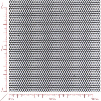 Děrovaný plech; děrování šestihranné přesazené; otvor 2mm; rozteč 2,5mm