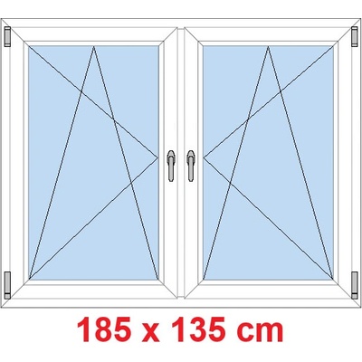 Soft Dvoukřídlé plastové okno 185x135 cm OS+OS se sloupkem Bílá
