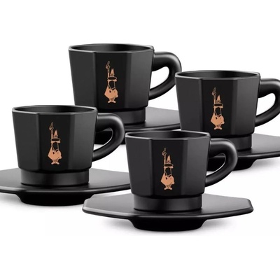Bialetti šálků s podšálky Perfetto Moka 4 x černé 75 ml