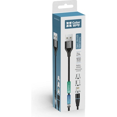 Colorway CW-CBUU038-BK Nabíjecí 3v1 Lightning+MicroUSB+USB-C, 1m
