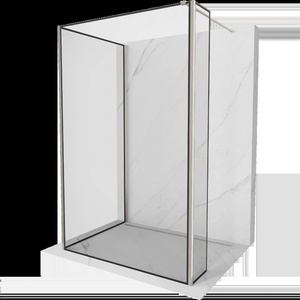 Mexen Kioto душева преграда Walk-in 100 x 100 x 30 см, черна рамка, матиран никел - 800-100-100-221-97-70-030 (800-100-100-221-97-70-030)